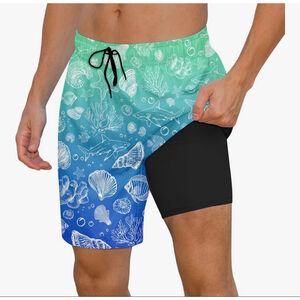 NEW Swim Trunks Compression Liner Shorts 7” Quick Dry No Chafe XL